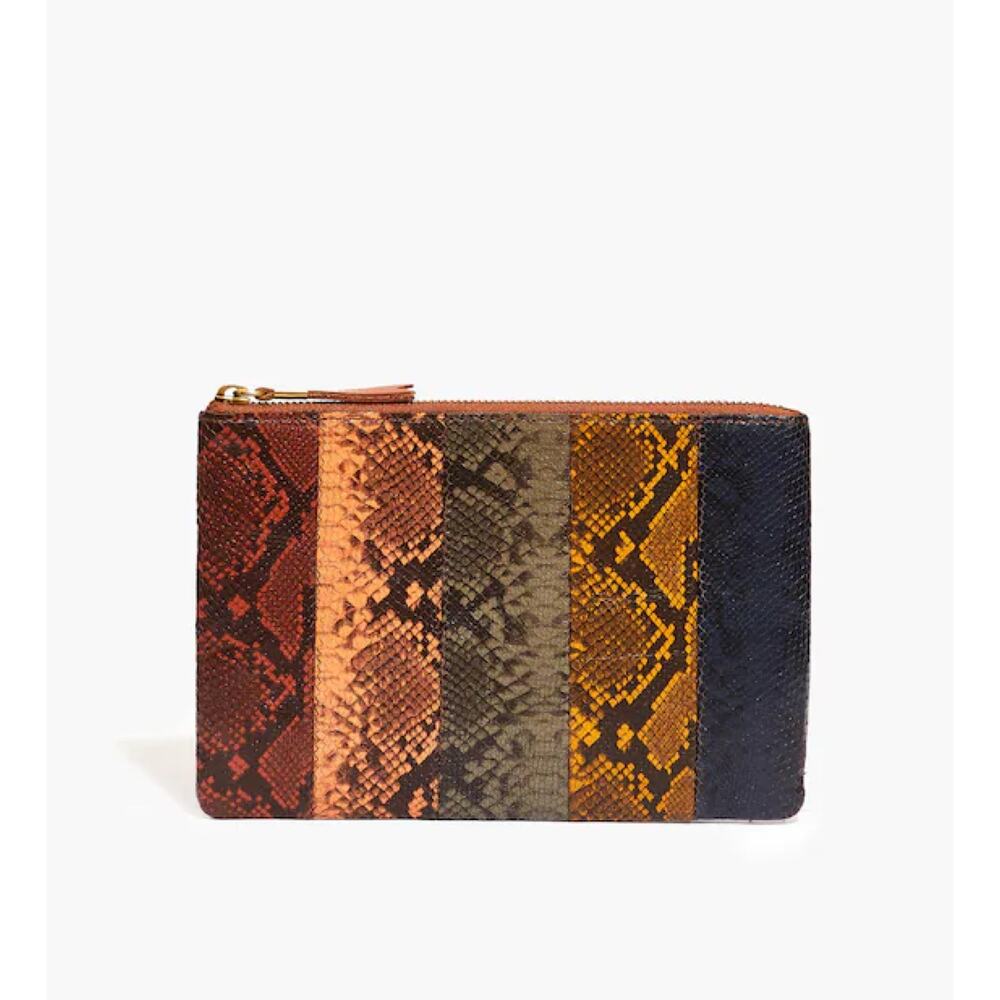 New Madewell The Leather Pouch Clutch: Colorblock Snake Embossed Edition
